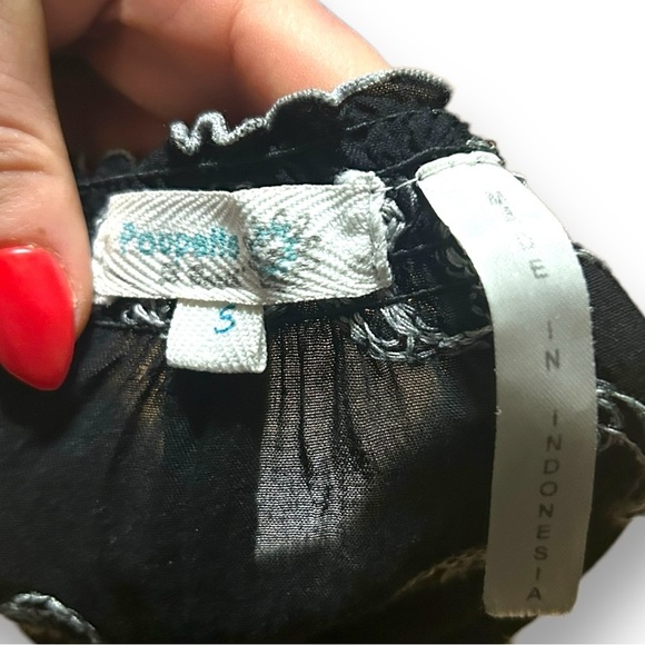 Poupette St. Barth Beach Cover up Black White Embroidered Size Small Boho - Picture 5 of 7